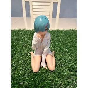 Re:Zero Rem Sitting Blue Haired Anime Figure Statue Pajama 4 Inches